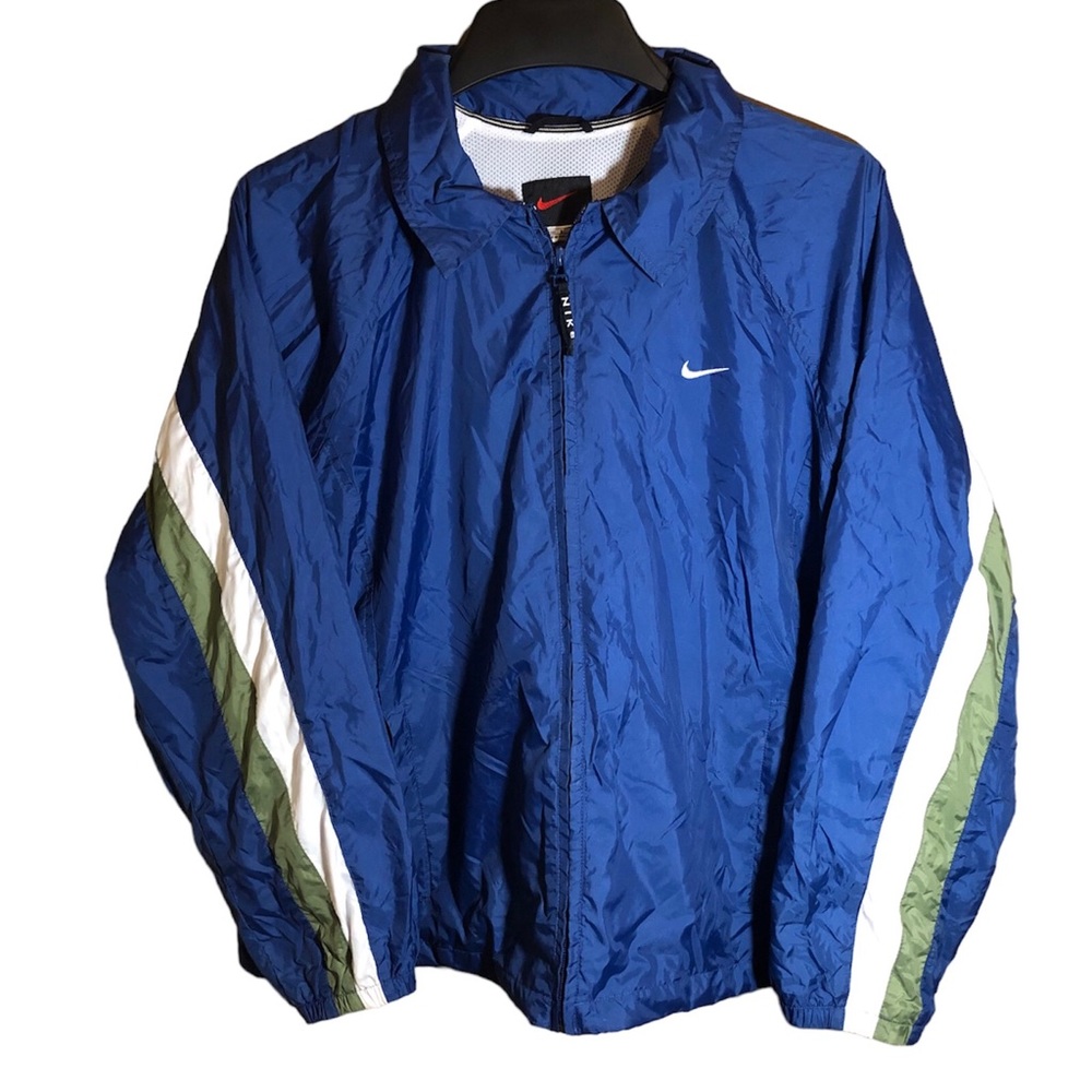 Vintage Nike Women's Windbreaker Full Zip Jacket Size Large Black Tag Red Swoosh